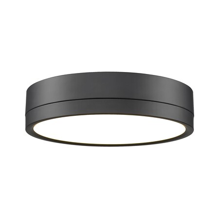 Z-Lite Algar Flush Mount, 1-Light, 12 In.W x 3 In.H, Matte Black/Frosted 1006F12-MB-LED